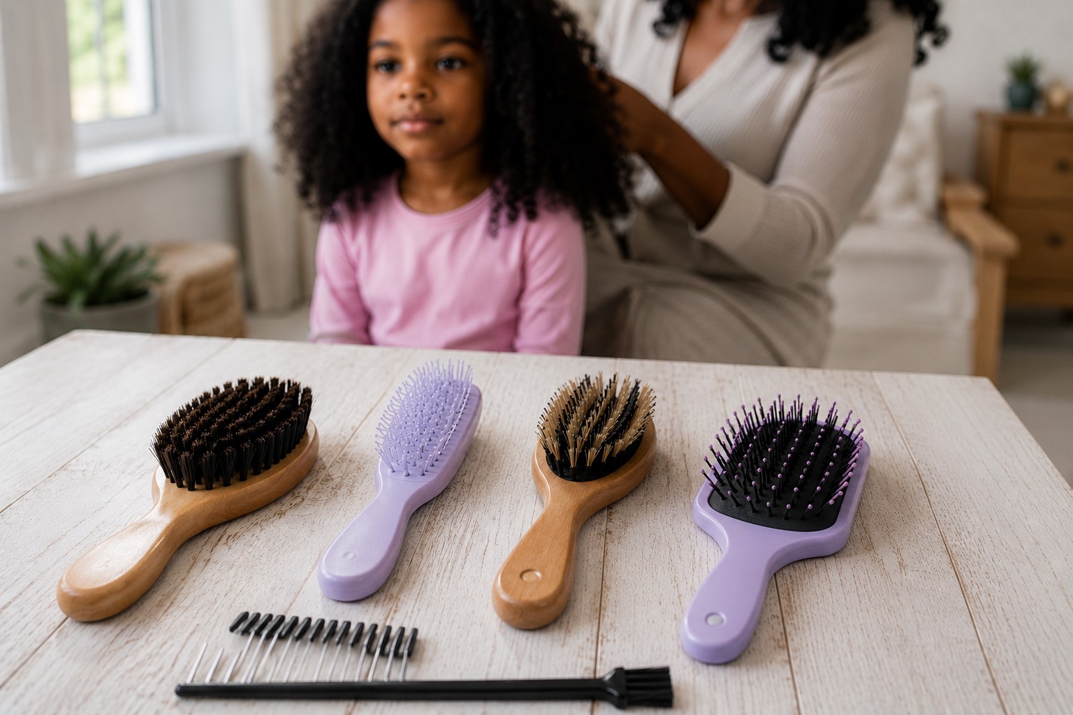different brushes on the table